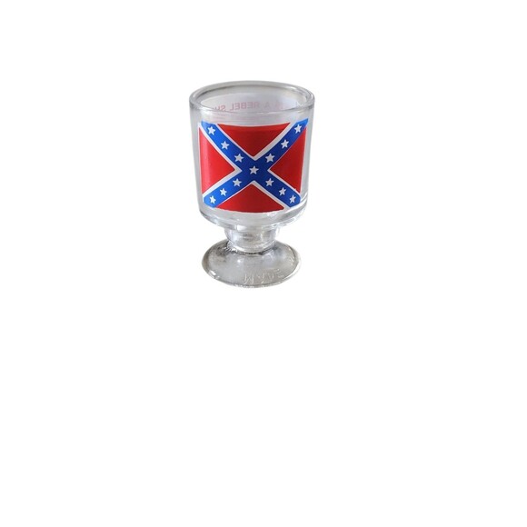 Vintage Footed Rebel Shot Glass Whiskey Pedestal Bar Double Made In Tawain - Picture 1 of 4